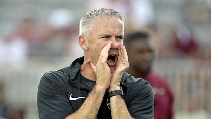 Sep 2, 2024; Tallahassee, Florida, USA; Florida State Seminoles head coach Mike Norvell before the game against the Boston College Eagles at Doak S. Campbell Stadium. Mandatory Credit: Melina Myers-Imagn Images Sep 2, 2024; Tallahassee, Florida, USA; Florida State Seminoles head coach Mike Norvell before the game against the Boston College Eagles at Doak S. Campbell Stadium. Mandatory Credit: Melina Myers-Imagn Images
