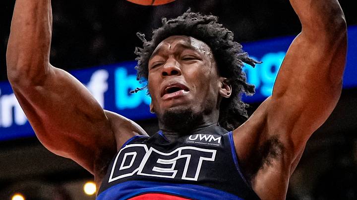 Apr 3, 2024; Atlanta, Georgia, USA; Detroit Pistons center James Wiseman (13) dunks against the Atlanta Hawks during the second half at State Farm Arena. Mandatory Credit: Dale Zanine-USA TODAY Sports Apr 3, 2024; Atlanta, Georgia, USA; Detroit Pistons center James Wiseman (13) dunks against the Atlanta Hawks during the second half at State Farm Arena. Mandatory Credit: Dale Zanine-USA TODAY Sports
