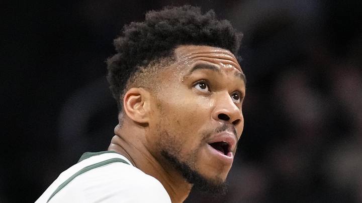 Milwaukee Bucks forward Giannis Antetokounmpo (34) walks off the court during the second quarter against the Phoenix Suns at Fiserv Forum on May 10, 2026.