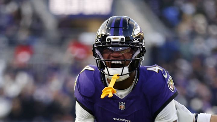 Baltimore Ravens wide receiver Zay Flowers reacts after a play against the Pittsburgh Steelers.