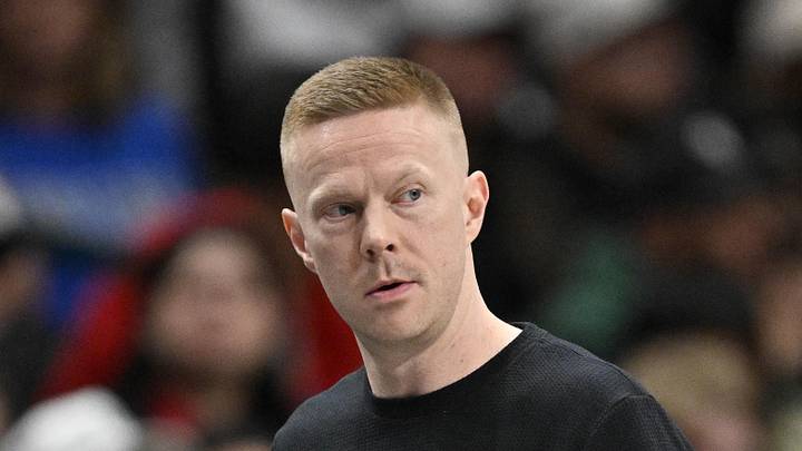San Antonio Spurs associate coach Sean Sweeney looks on during the second half against the Dallas Mavericks. San Antonio Spurs associate coach Sean Sweeney looks on during the second half against the Dallas Mavericks.