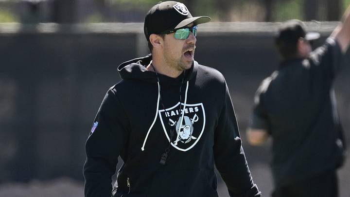 May 28, 2026; Henderson, NV, USA; Las Vegas Raiders head coach Klint Kubiak looks on during organized team activities at Intermountain Health Performance Center. Mandatory Credit: Candice Ward-Imagn Images May 28, 2026; Henderson, NV, USA; Las Vegas Raiders head coach Klint Kubiak looks on during organized team activities at Intermountain Health Performance Center. Mandatory Credit: Candice Ward-Imagn Images