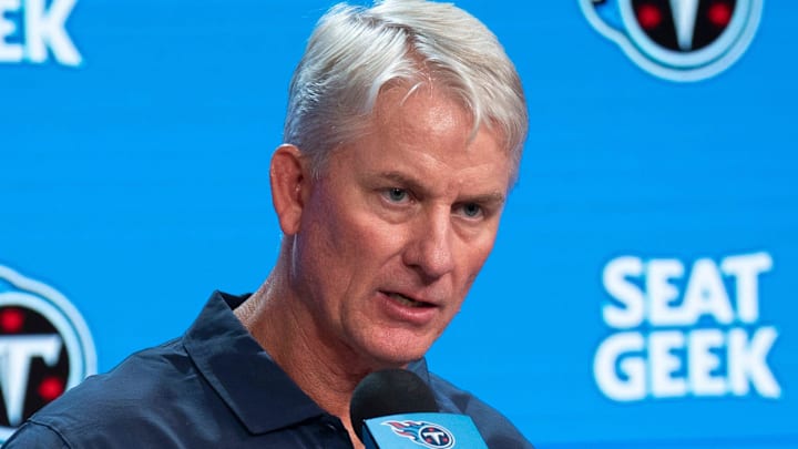 Tennessee Titans interim head coach Mike McCoy speaks to the media during his first press conference. Tennessee Titans interim head coach Mike McCoy speaks to the media during his first press conference.