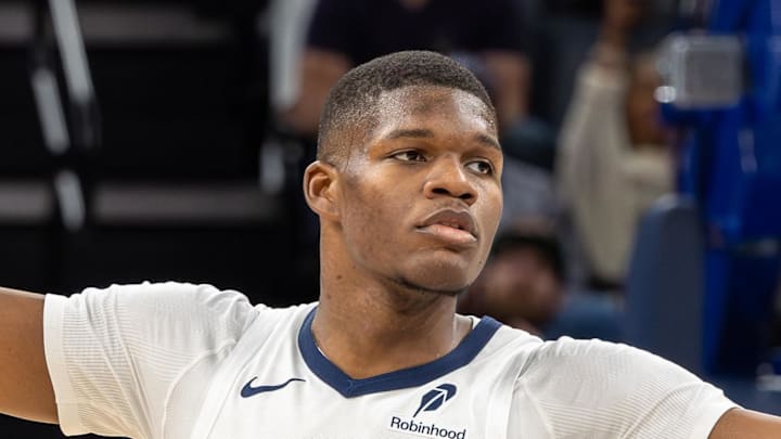Memphis Grizzlies forward Cedric Coward reacts after a three point basket against the Indiana Pacers.