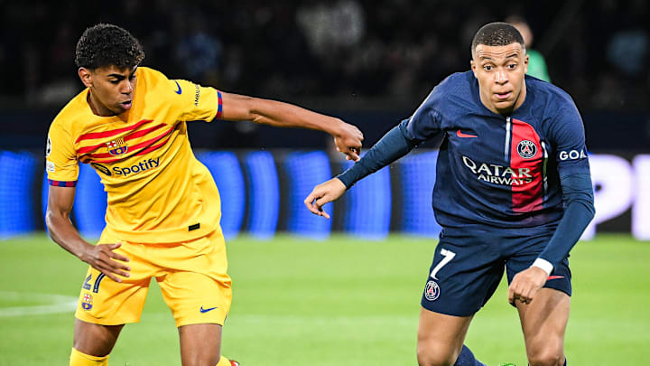 PSG targeted Lamine Yamal (left) as a possible replacement for Kylian Mbappe (right)
