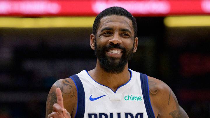 Jan 29, 2025; New Orleans, Louisiana, USA;  Dallas Mavericks guard Kyrie Irving (11) reacts to fan during the second half against the New Orleans Pelicans at Smoothie King Center. Mandatory Credit: Matthew Hinton-Imagn Images