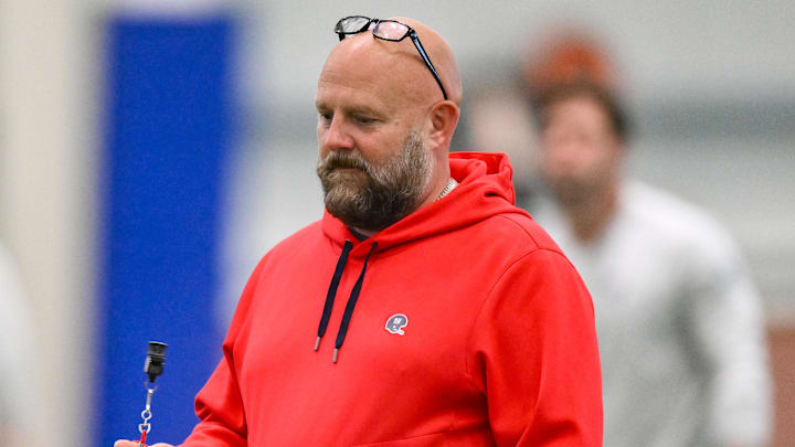 Jun 17, 2025; East Rutherford, NJ, USA; New York Giants head coach Brian Daboll during minicamp at Quest Diagnostics Training Center.  