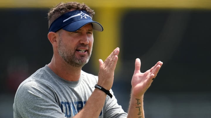 Dallas Cowboys head coach Brian Schottenheimer during training camp at the River Ridge Fields.