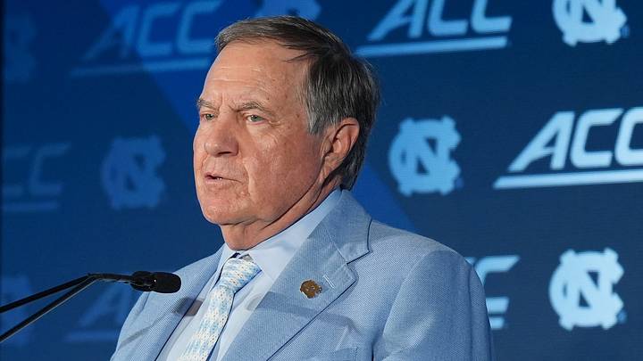 Jul 17, 2026; Charlotte, NC, USA; North Carolina head coach Bill Belichick talks with the media during interviews at Hilton Charlotte Uptown. Mandatory Credit: Jim Dedmon-Imagn Images