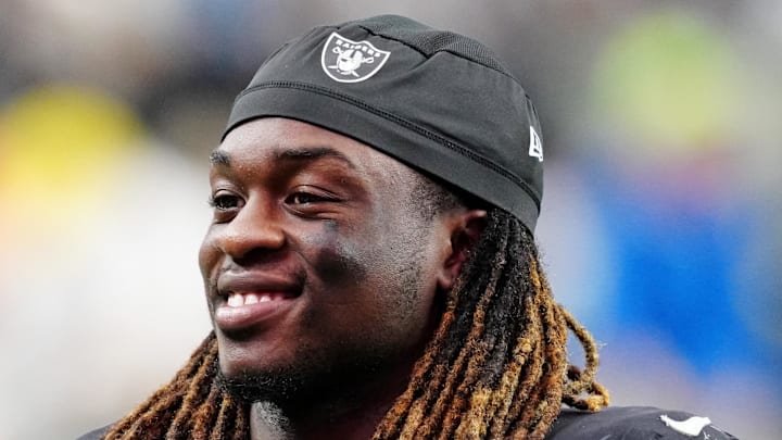 Oct 12, 2025; Paradise, Nevada, USA; Las Vegas Raiders running back Ashton Jeanty (2) reacts after the game against the Tennessee Titans at Allegiant Stadium. Mandatory Credit: Stephen R. Sylvanie-Imagn Images Oct 12, 2025; Paradise, Nevada, USA; Las Vegas Raiders running back Ashton Jeanty (2) reacts after the game against the Tennessee Titans at Allegiant Stadium. Mandatory Credit: Stephen R. Sylvanie-Imagn Images