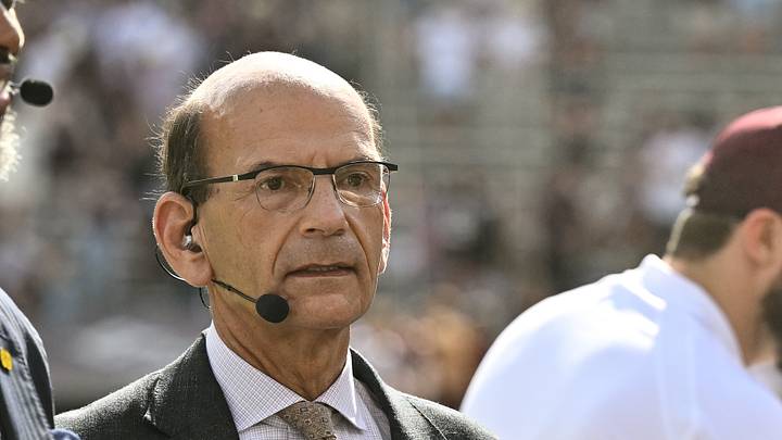 SEC Nation's Paul Finebaum getting ready to speak on set. SEC Nation's Paul Finebaum getting ready to speak on set.