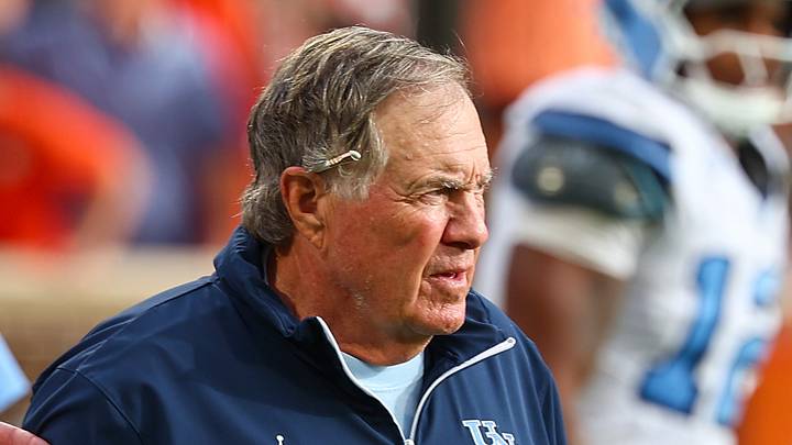 Sep 19, 2026; Clemson, South Carolina, USA; University of North Carolina Tar Heels Head Coach Bill Belichick returns to the field after a lighting delay during the game against the Clemson Tigers at Memorial Stadium. Mandatory Credit: Ashley Tumlin-Imagn Images Sep 19, 2026; Clemson, South Carolina, USA; University of North Carolina Tar Heels Head Coach Bill Belichick returns to the field after a lighting delay during the game against the Clemson Tigers at Memorial Stadium. Mandatory Credit: Ashley Tumlin-Imagn Images