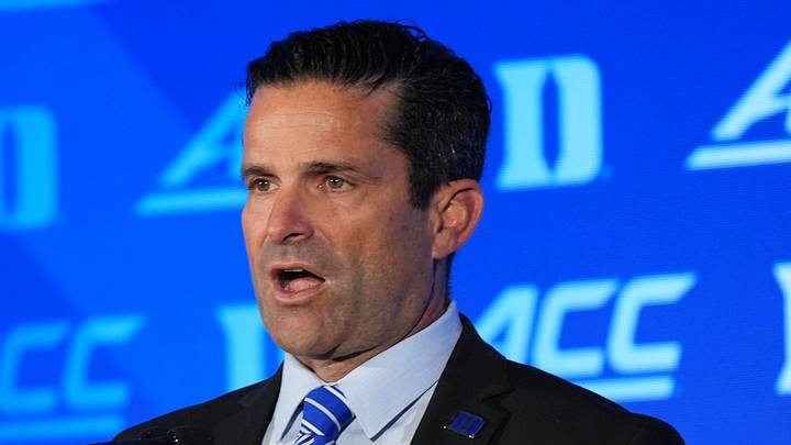 Jul 17, 2026; Charlotte, NC, USA; Duke head coach Manny Diaz talks with the media during interviews at Hilton Charlotte Uptown. Mandatory Credit: Jim Dedmon-Imagn Images Jul 17, 2026; Charlotte, NC, USA; Duke head coach Manny Diaz talks with the media during interviews at Hilton Charlotte Uptown. Mandatory Credit: Jim Dedmon-Imagn Images