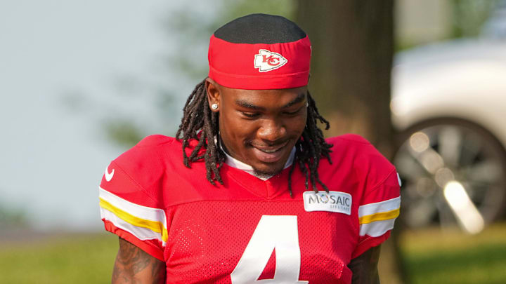 Kansas City Chiefs wide receiver Rashee Rice attends the team's 2024 training camp.