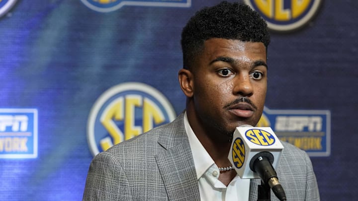 Jul 20, 2022; Atlanta, GA, USA; Arkansas player Jalen Catalon is interviewed during SEC Media Days at the College Football Hall of Fame. Mandatory Credit: Dale Zanine-Imagn Images Jul 20, 2022; Atlanta, GA, USA; Arkansas player Jalen Catalon is interviewed during SEC Media Days at the College Football Hall of Fame. Mandatory Credit: Dale Zanine-Imagn Images