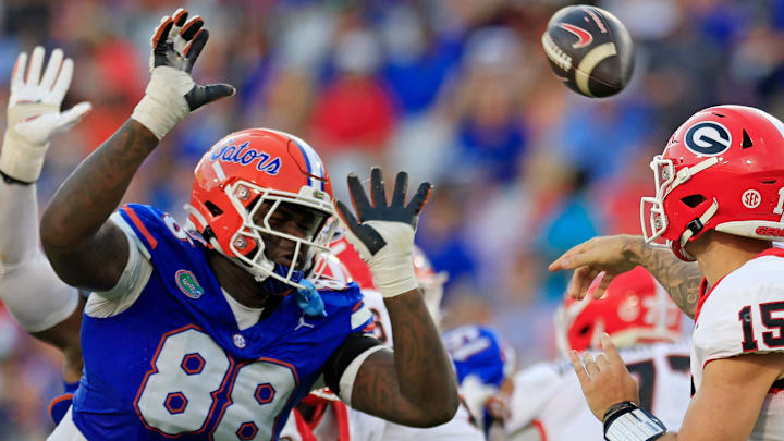 The Falcons could use some size like Caleb Banks' in the NFL Draft.