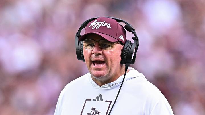 Texas A&M Aggies head coach Mike Elko reacts during the first quarter against the Missouri State Bears at Kyle Field. Texas A&M Aggies head coach Mike Elko reacts during the first quarter against the Missouri State Bears at Kyle Field.