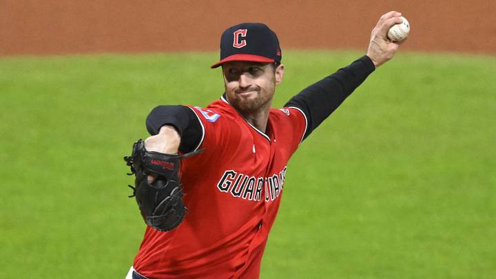 Oct 17, 2026; Cleveland, Ohio, USA; Cleveland Guardians pitcher Foster Griffin (22) throws a pitch against the Tampa Bay Rays during the second inning in game four of the ALCS for the 2026 MLB Playoffs at Progressive Field. Mandatory Credit: David Richard-Imagn Images Oct 17, 2026; Cleveland, Ohio, USA; Cleveland Guardians pitcher Foster Griffin (22) throws a pitch against the Tampa Bay Rays during the second inning in game four of the ALCS for the 2026 MLB Playoffs at Progressive Field. Mandatory Credit: David Richard-Imagn Images