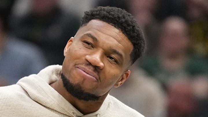 Apr 10, 2026; Milwaukee, Wisconsin, USA;  Milwaukee Bucks forward Giannis Antetokounmpo: Jeff Hanisch-Imagn Images
