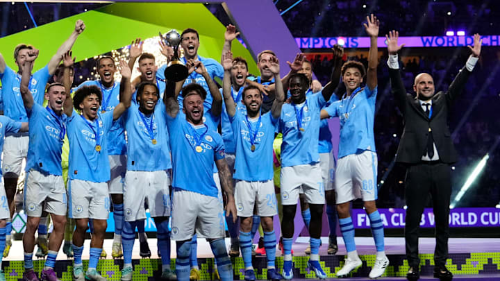 Manchester City celebrating their FIFA Club World Cup victory in 2023.