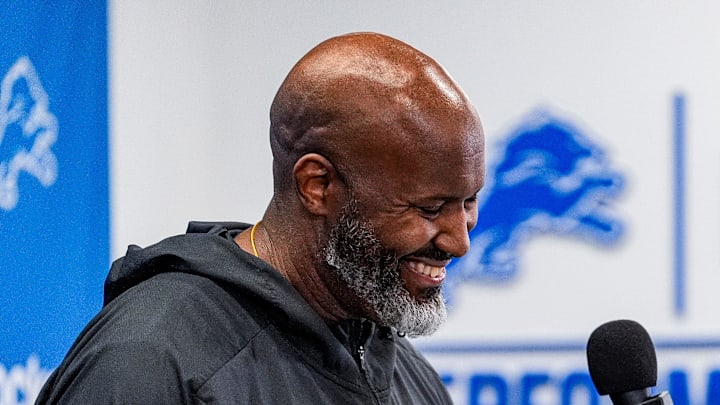 Detroit Lions executive vice president and general manager Brad Holmes speaks during media availability at Meijer Performance Center in Allen Park on Thursday, Jan. 8, 2026. Detroit Lions executive vice president and general manager Brad Holmes speaks during media availability at Meijer Performance Center in Allen Park on Thursday, Jan. 8, 2026.