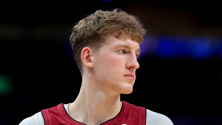 Miami Heat guard Kasparas Jakucionis (25) looks on against the Utah Jazz during the third quarter at Kaseya Center on February 9, 2026.