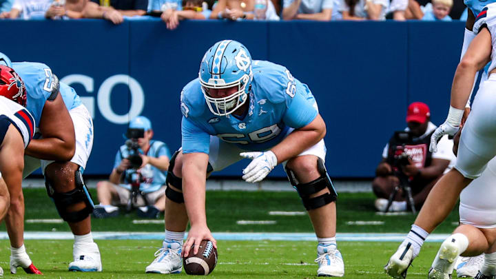 North Carolina offensive lineman Chad Lindbergh (Sept. 15, 2025) North Carolina offensive lineman Chad Lindbergh (Sept. 15, 2025)