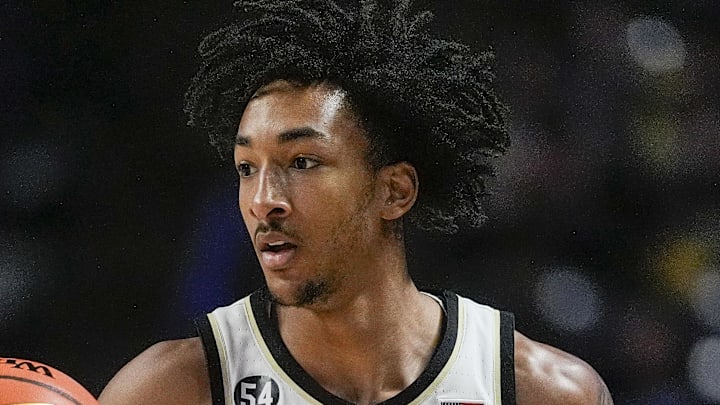 Feb 28, 2026; Winston-Salem, North Carolina, USA; Wake Forest Demon Deacons forward Juke Harris (2) brings the ball up court during the first half against the Syracuse Orange at Lawrence Joel Veterans Memorial Coliseum. Mandatory Credit: Jim Dedmon-Imagn Images