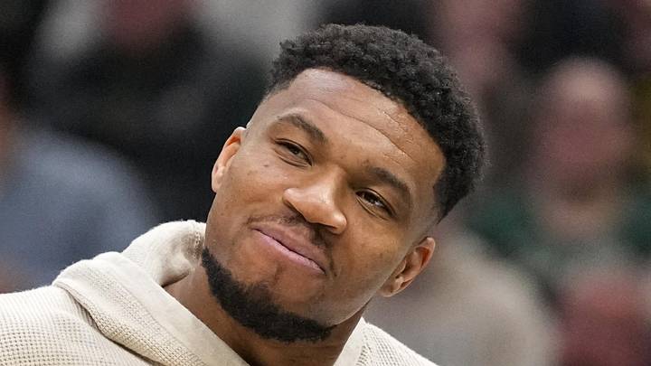 Apr 10, 2026; Milwaukee, Wisconsin, USA;  Milwaukee Bucks forward Giannis Antetokounmpo : Jeff Hanisch-Imagn Images