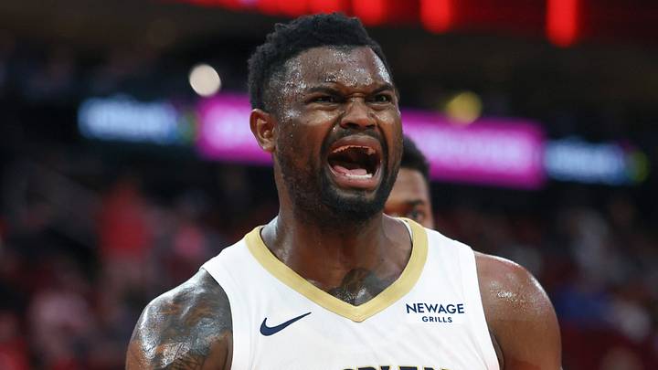 Mar 8, 2025; Houston, Texas, USA; New Orleans Pelicans forward Zion Williamson (1) reacts after a call during the third quarter against the Houston Rockets at Toyota Center. Mandatory Credit: Troy Taormina-Imagn Images Mar 8, 2025; Houston, Texas, USA; New Orleans Pelicans forward Zion Williamson (1) reacts after a call during the third quarter against the Houston Rockets at Toyota Center. Mandatory Credit: Troy Taormina-Imagn Images