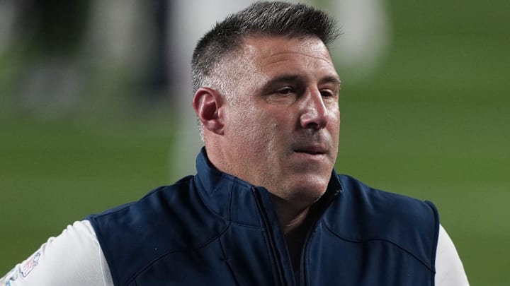 Feb 8, 2026; Santa Clara, CA, USA; New England Patriots head coach Mike Vrabel runs on the field after the game against the Seattle Seahawks in Super Bowl LX at Levi's Stadium. Mandatory Credit: Darren Yamashita-Imagn Images