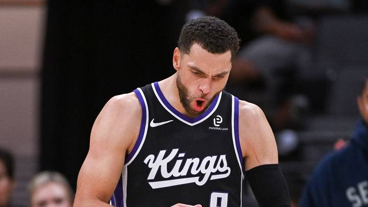 Oct 26, 2025; Sacramento, California, USA; Sacramento Kings guard Zach LaVine (8) reacts after scoring against the Los Angeles Lakers during the fourth quarter at Golden 1 Center. Mandatory Credit: Ed Szczepanski-Imagn Images Oct 26, 2025; Sacramento, California, USA; Sacramento Kings guard Zach LaVine (8) reacts after scoring against the Los Angeles Lakers during the fourth quarter at Golden 1 Center. Mandatory Credit: Ed Szczepanski-Imagn Images