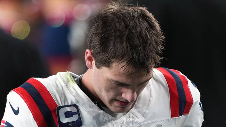 Feb 8, 2026; Santa Clara, CA, USA; New England Patriots quarterback Drake Maye (10) walks off of the field after the game against the Seattle Seahawks in Super Bowl LX at Levi's Stadium. Mandatory Credit: Darren Yamashita-Imagn Images