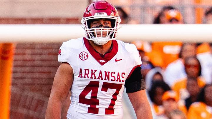 Arkansas Razorbacks tight end Maddox Lassiter lines up on special teams against the Tennessee Volunteers during the 2025 season. Arkansas Razorbacks tight end Maddox Lassiter lines up on special teams against the Tennessee Volunteers during the 2025 season.