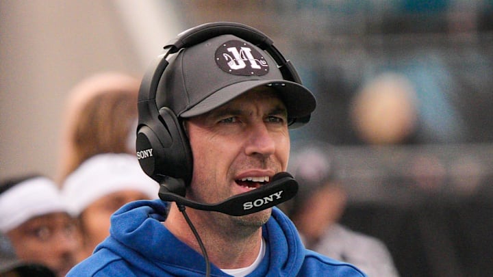 Indianapolis Colts head coach Shane Steichen coaches from the sidelines