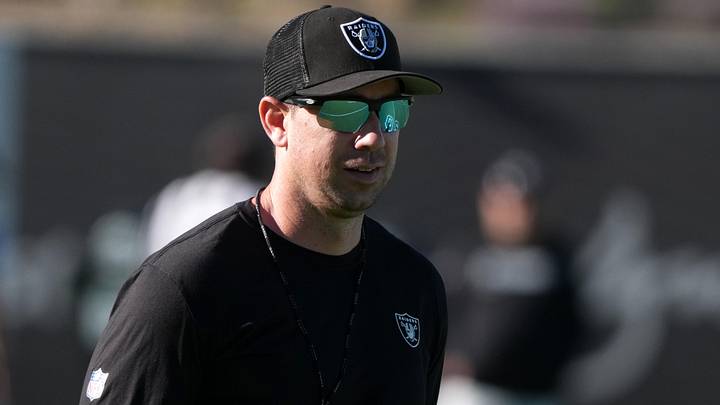 Jun 9, 2026; Henderson, NV, USA; Las Vegas Raiders coach Klint Kubiak during minicamp at Intermountain Health Performance Center. Mandatory Credit: Kirby Lee-Imagn Images Jun 9, 2026; Henderson, NV, USA; Las Vegas Raiders coach Klint Kubiak during minicamp at Intermountain Health Performance Center. Mandatory Credit: Kirby Lee-Imagn Images