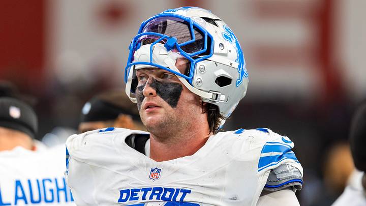 Oct 11, 2026; Glendale, Arizona, USA; Detroit Lions tackle Blake Miller (76) against the Arizona Cardinals at State Farm Stadium. Mandatory Credit: Mark J. Rebilas-Imagn Images Oct 11, 2026; Glendale, Arizona, USA; Detroit Lions tackle Blake Miller (76) against the Arizona Cardinals at State Farm Stadium. Mandatory Credit: Mark J. Rebilas-Imagn Images