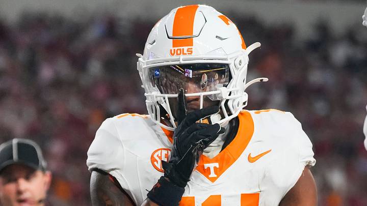 Tennessee wide receiver Braylon Staley (14) shushes the crowd after a touchdown during a college football game between Tennessee and Alabama at Bryant-Denny Stadium in Tuscaloosa, Ala., on Oct. 18, 2025. Tennessee wide receiver Braylon Staley (14) shushes the crowd after a touchdown during a college football game between Tennessee and Alabama at Bryant-Denny Stadium in Tuscaloosa, Ala., on Oct. 18, 2025.