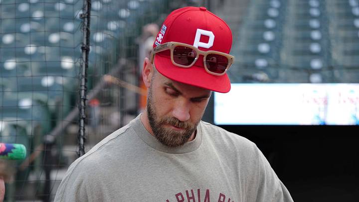 Jul 31, 2026; Baltimore, Maryland, USA; Philadelphia Phillies first baseman Bryce Harper signs autographs for fans prior to the game against the Baltimore Orioles at Oriole Park at Camden Yards. Mandatory Credit: Mitch Stringer-Imagn Images