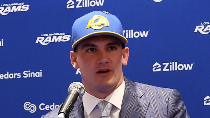 Los Angeles Rams first-round draft pick Ty Simpson.. Mandatory Credit: Kiyoshi Mio-Imagn Images