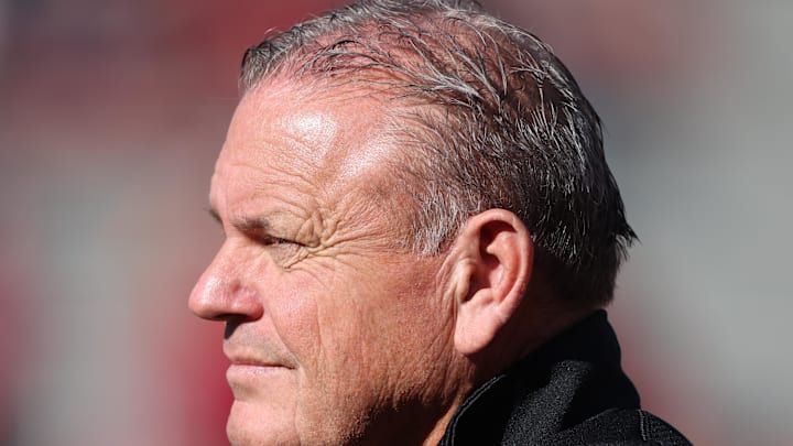 Arkansas Razorbacks coach Sam Pittman prior to the game against the Texas Longhorns at Razorback Stadium. Arkansas Razorbacks coach Sam Pittman prior to the game against the Texas Longhorns at Razorback Stadium.