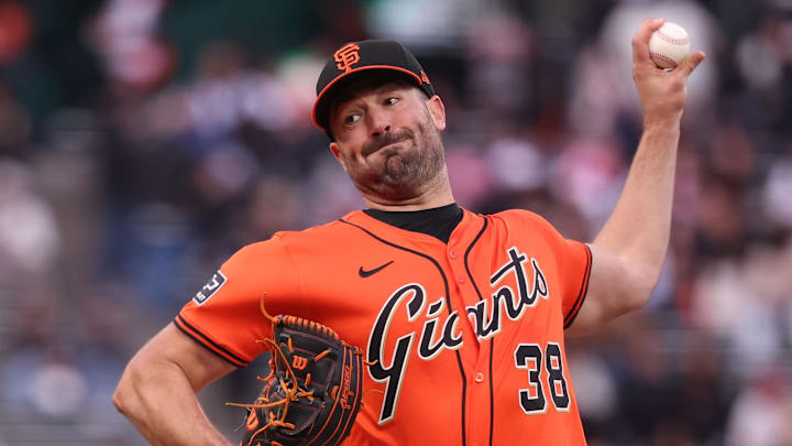 May 2, 2025; San Francisco, California, USA; San Francisco Giants starting pitcher Robbie Ray (38) pitches the ball against the Colorado Rockies during the first inning at Oracle Park. May 2, 2025; San Francisco, California, USA; San Francisco Giants starting pitcher Robbie Ray (38) pitches the ball against the Colorado Rockies during the first inning at Oracle Park.