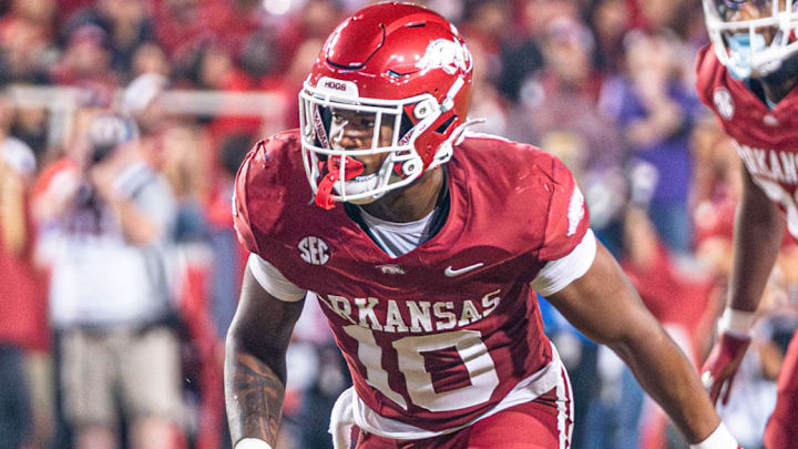 Arkansas Razorbacks linebacker Xavian Sorey against the LSU Tigers at Razorback Stadium in Fayetteville, Ark. Arkansas Razorbacks linebacker Xavian Sorey against the LSU Tigers at Razorback Stadium in Fayetteville, Ark.