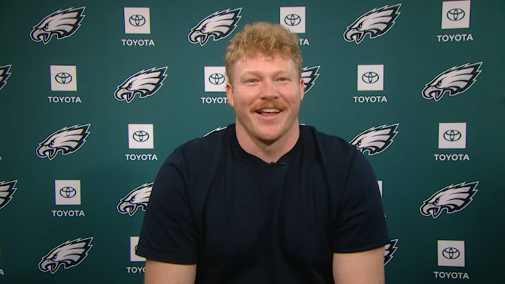 Philadelphia Eagles center Cam Jurgens on April 21, 2025.