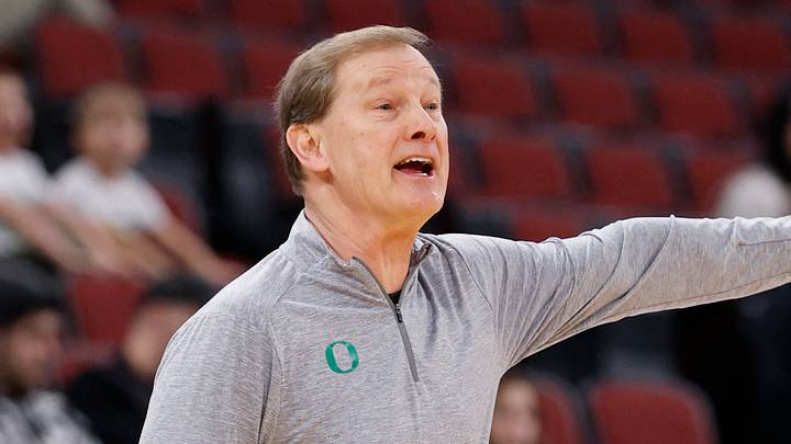 Mar 10, 2026; Chicago, IL, USA; Oregon Ducks head coach Dana Altman directs his team against the Maryland Terrapins during the first half at United Center. Mandatory Credit: Kamil Krzaczynski-Imagn Images Mar 10, 2026; Chicago, IL, USA; Oregon Ducks head coach Dana Altman directs his team against the Maryland Terrapins during the first half at United Center. Mandatory Credit: Kamil Krzaczynski-Imagn Images