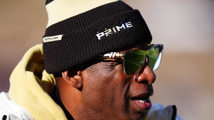 Nov 29, 2024; Boulder, Colorado, USA; Colorado Buffaloes head coach Deion Sanders before the game against the Oklahoma State Cowboys at Folsom Field. 