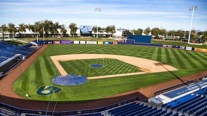 The Milwaukee Brewers held a ribbon-cutting and dedication ceremony at the team's new spring training complex, American Family Fields of Phoenix, Tuesday, Feb. 12, 2019. The Milwaukee Brewers held a ribbon-cutting and dedication ceremony at the team's new spring training complex, American Family Fields of Phoenix, Tuesday, Feb. 12, 2019.