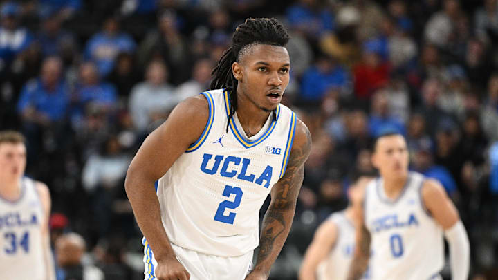 Dec 28, 2024; Inglewood, California, USA; UCLA Bruins guard Dylan Andrews (2) during the first half against the Gonzaga Bulldogs at Intuit Dome. Mandatory Credit: Robert Hanashiro-Imagn Images Dec 28, 2024; Inglewood, California, USA; UCLA Bruins guard Dylan Andrews (2) during the first half against the Gonzaga Bulldogs at Intuit Dome. Mandatory Credit: Robert Hanashiro-Imagn Images
