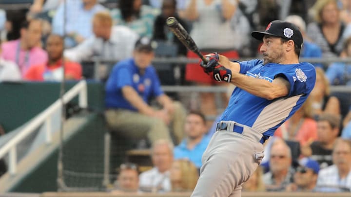 July 8, 2012; Kansas City, MO, USA; Television actor Jon Hamm at bat during the 2012 Legends and Celebrity softball game at Kauffman Stadium. July 8, 2012; Kansas City, MO, USA; Television actor Jon Hamm at bat during the 2012 Legends and Celebrity softball game at Kauffman Stadium.