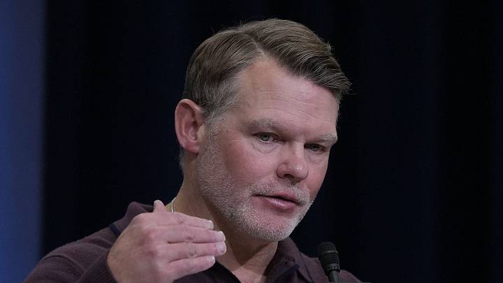 Indianapolis Colts general manager Chris Ballard meets with the media